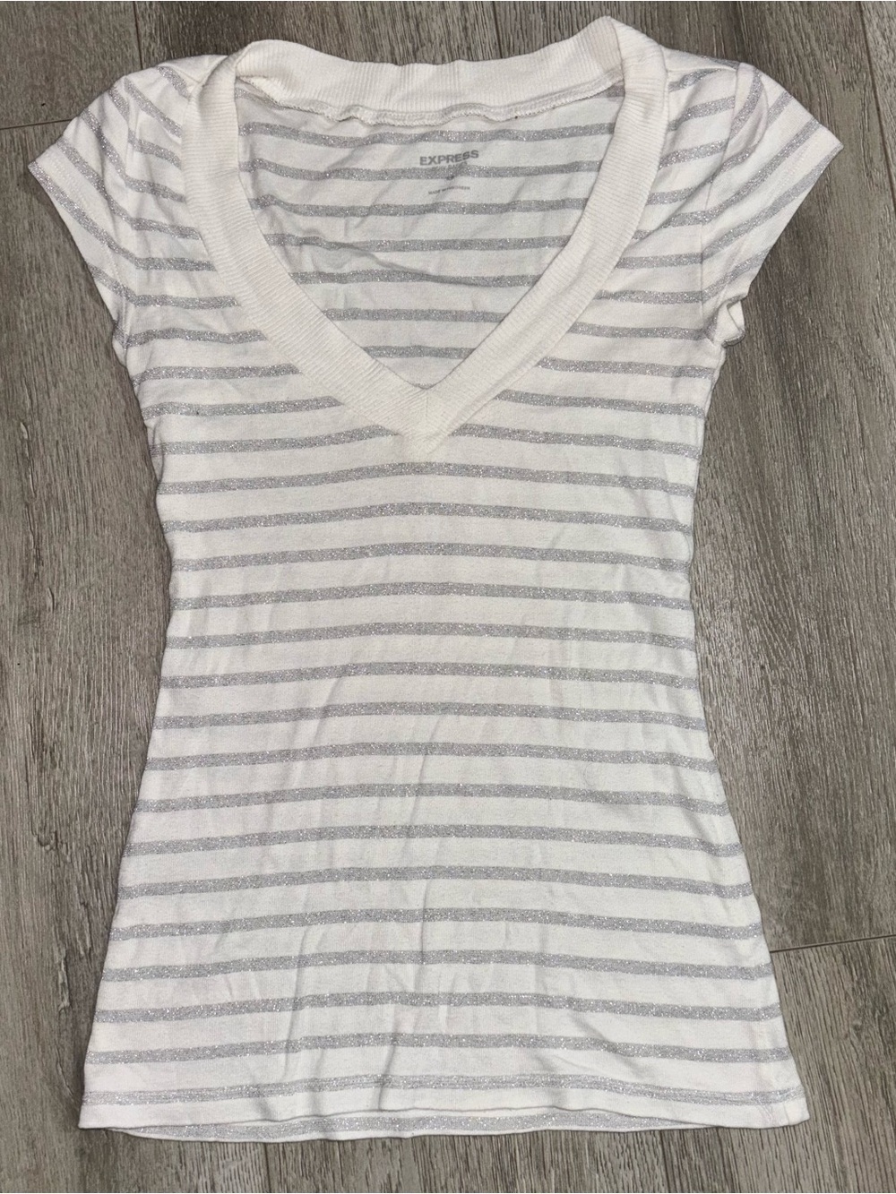 Vintage Y2K Express Striped Deep V-Neck Cap Sleeve Top McBling